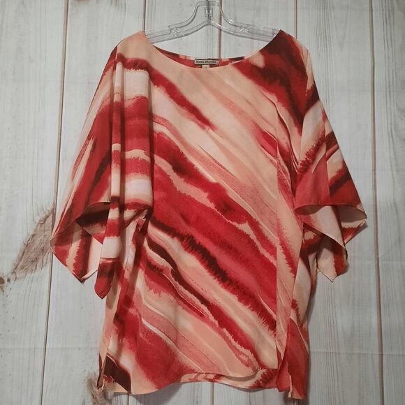 Mark Broderick Red Abstract Print Kimono‎ Sleeve Blouse Top - Picture 1 of 8